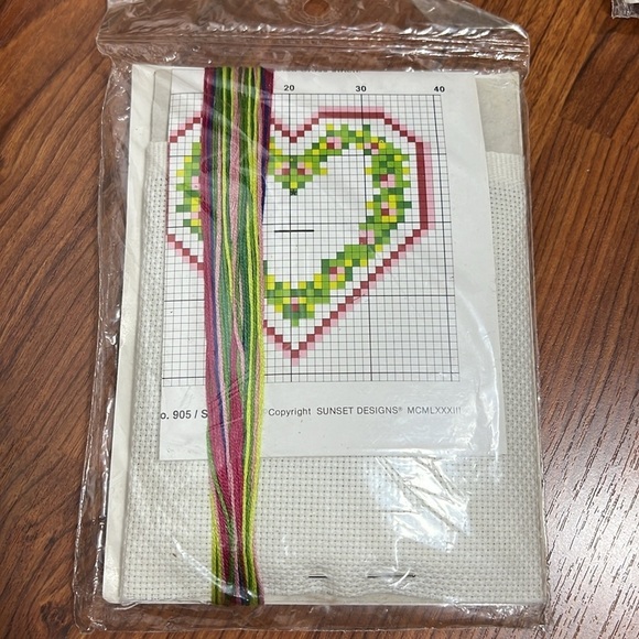 Sunset Designs "Love" Cross Stitch Christmas Ornament Kit Set of 3 NIP - Picture 3 of 3